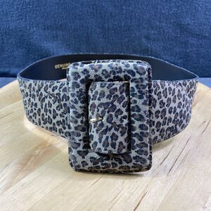 EXPRESS Leopard Print Belt 9634 Leather Big Bkl Women's Small Mob Wife Y2K 90s
